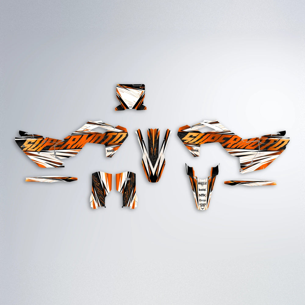 BENJIS Husqvarna FE/TE graphics kit parts layout in Orange