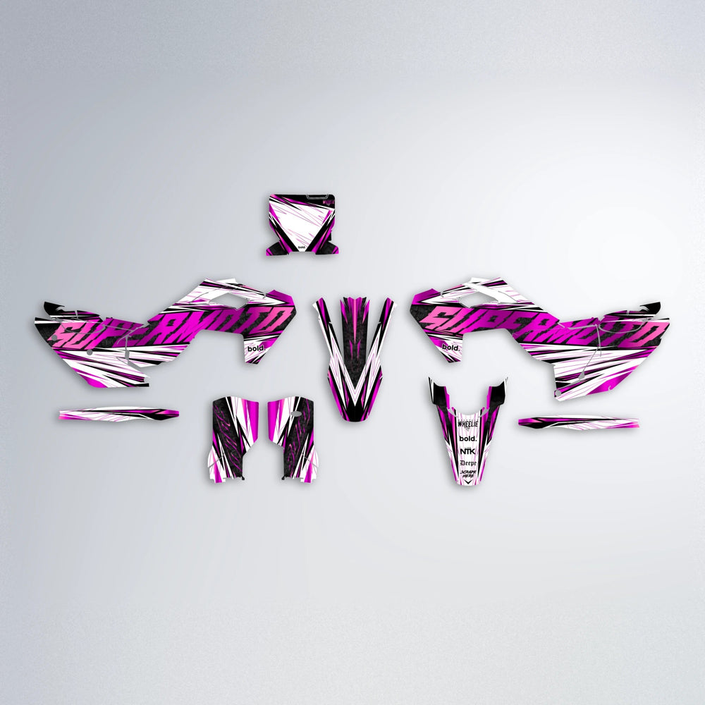 BENJIS Husqvarna FE/TE graphics kit parts layout in Pink