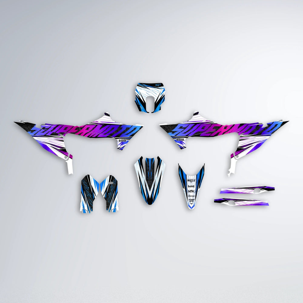 BENJIS Stark Varg SM graphics kit parts layout in Blue Purple Fade