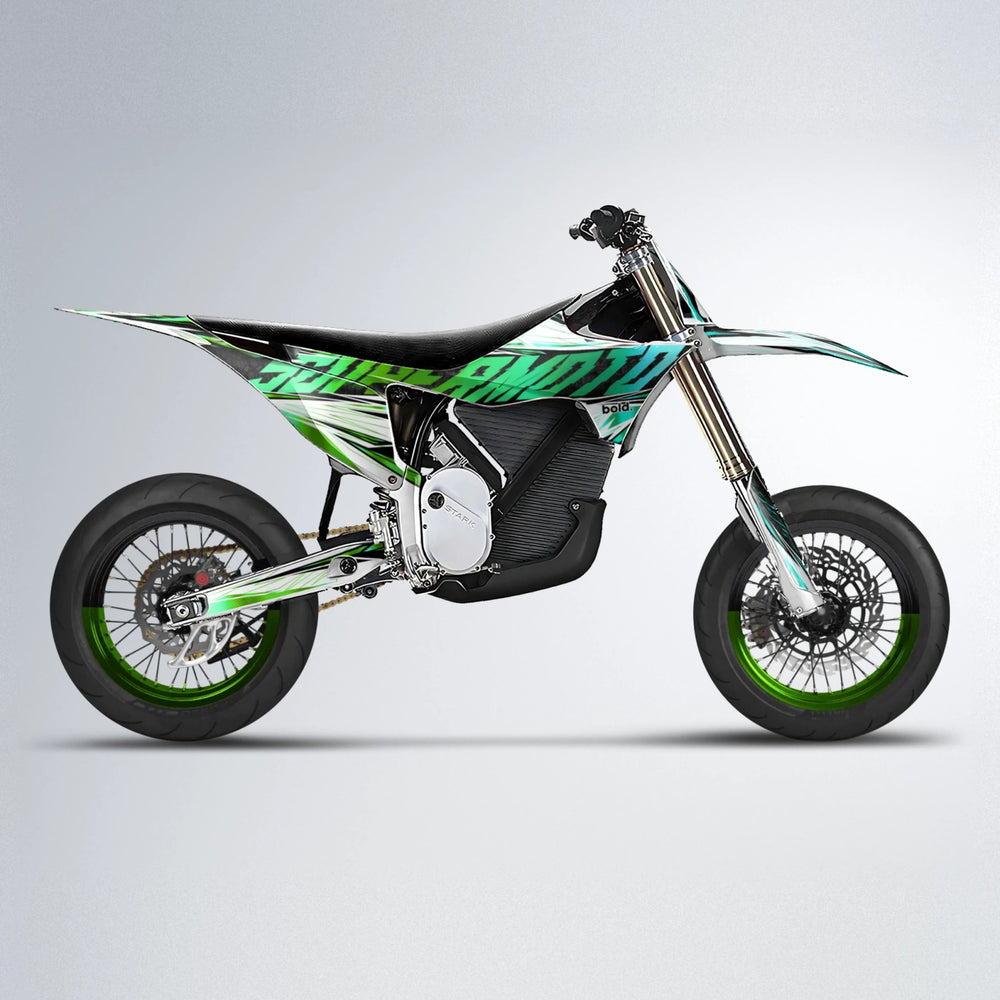 BENJIS Stark Varg SM supermoto graphics kit in Cyan & Green