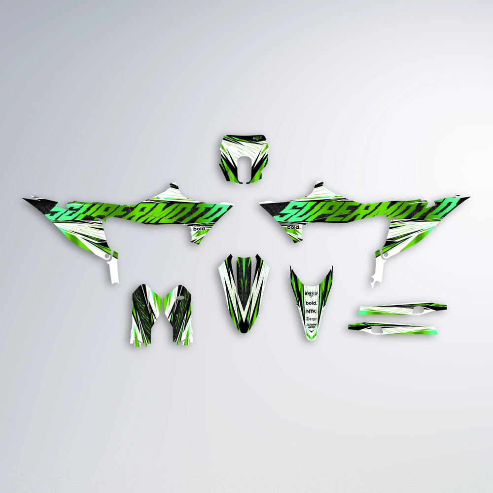 BENJIS Stark Varg SM graphics kit parts layout in Green