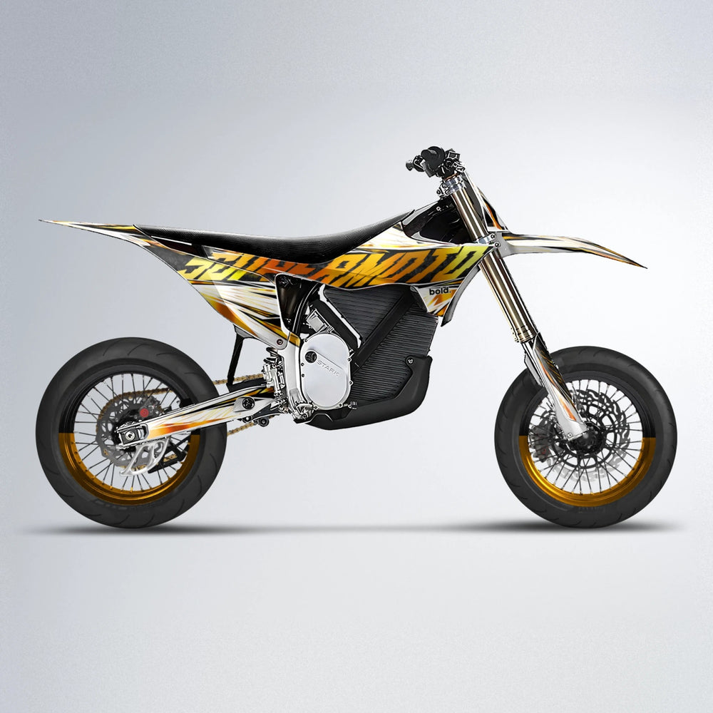 BENJIS Stark Varg SM supermoto graphics kit in Orange & Yellow