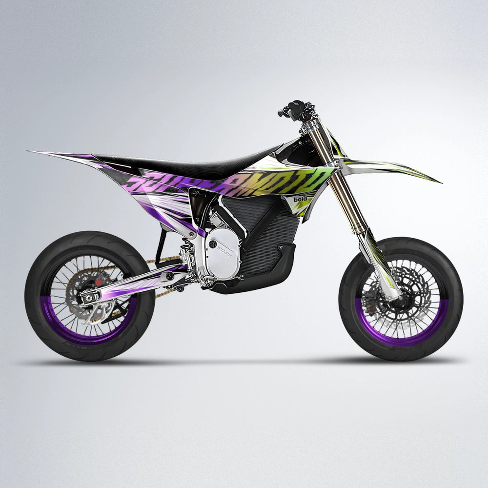BENJIS Stark Varg SM supermoto graphics kit in Purple & Yellow