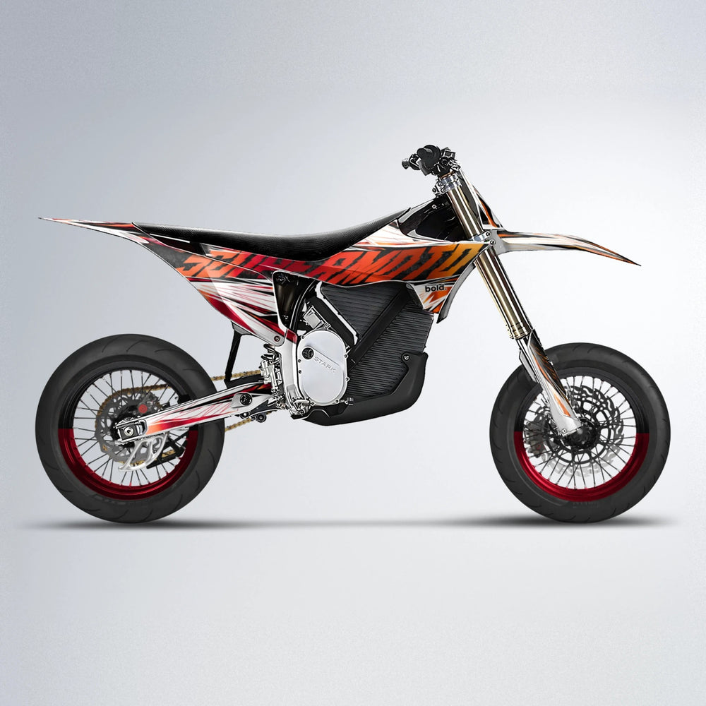 BENJIS Stark Varg SM supermoto graphics kit in Red & Orange