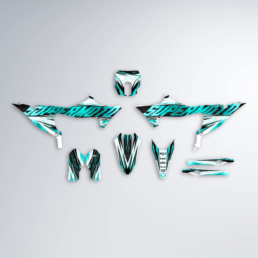 BENJIS Stark Varg SM graphics kit parts layout in Teal