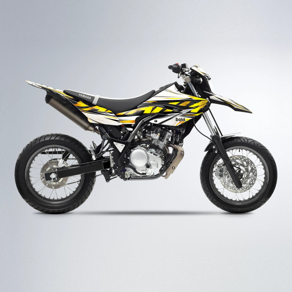 BENJIS Yamaha WR 125X supermoto graphics kit in Orange & Yellow