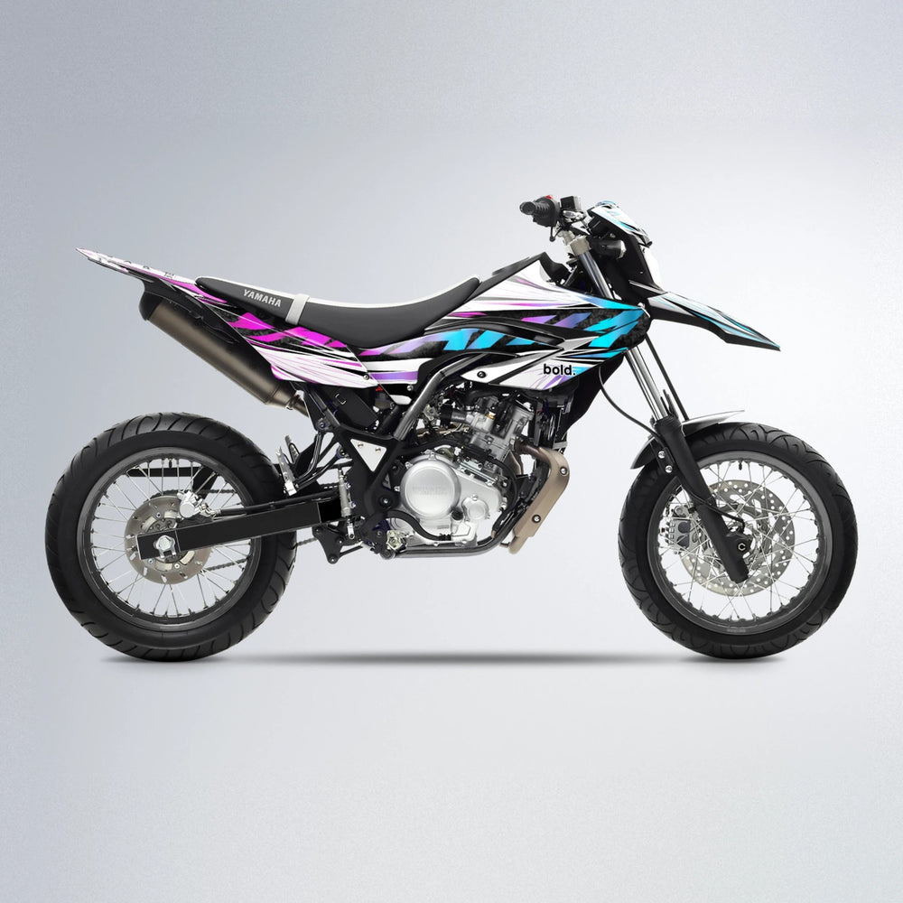 BENJIS Yamaha WR 125X supermoto graphics kit in Pink & Light Blue