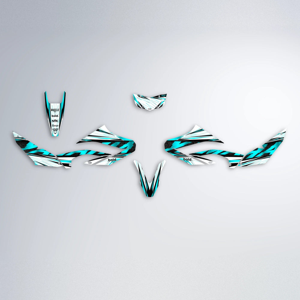 BENJIS Yamaha WR 125X graphics kit parts layout in Teal