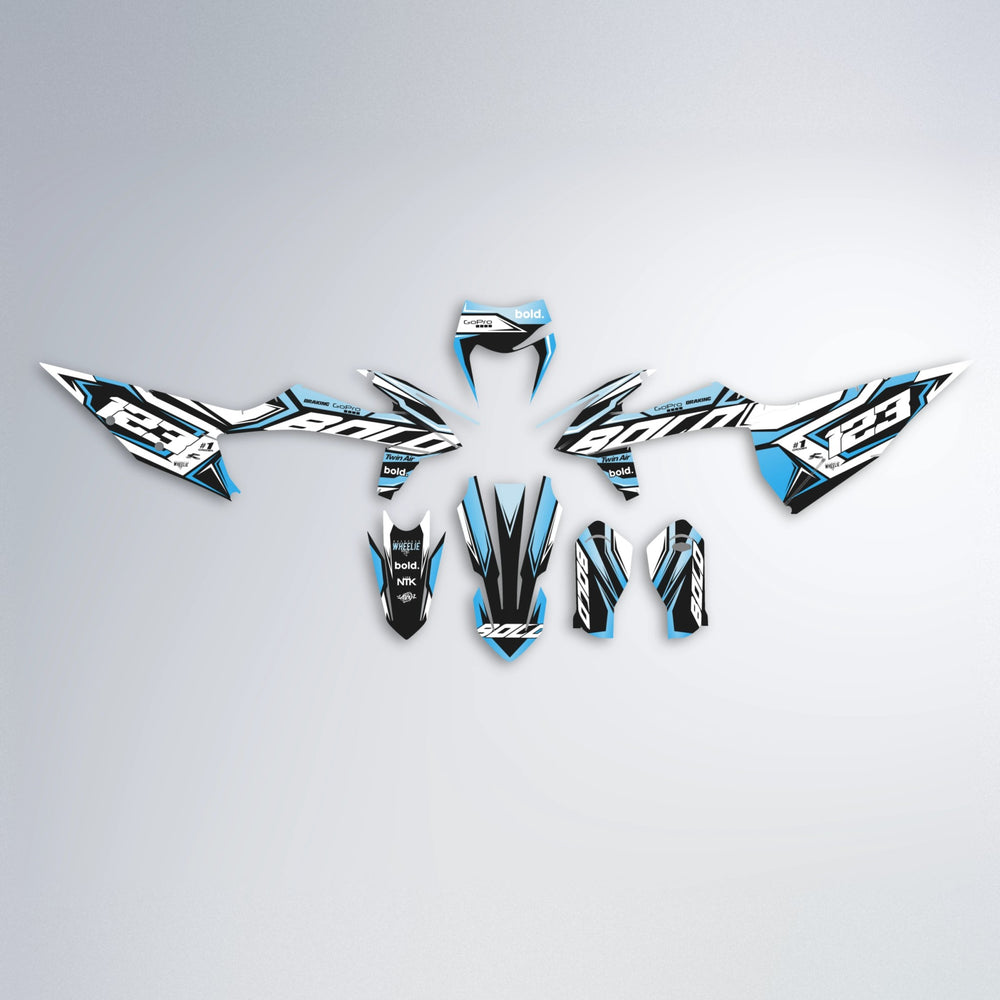 BIONIC graphics kit parts layout in Light Blue & White