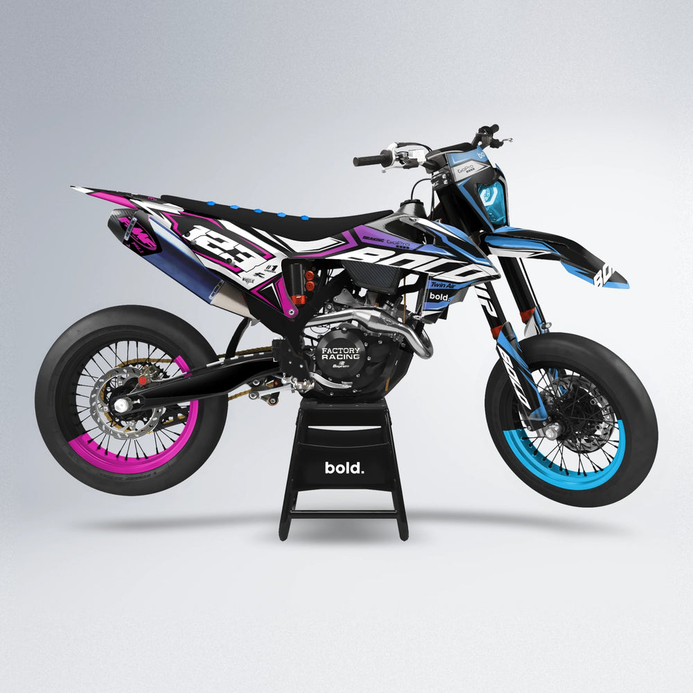 BIONIC supermoto graphics kit in Pink & Light Blue