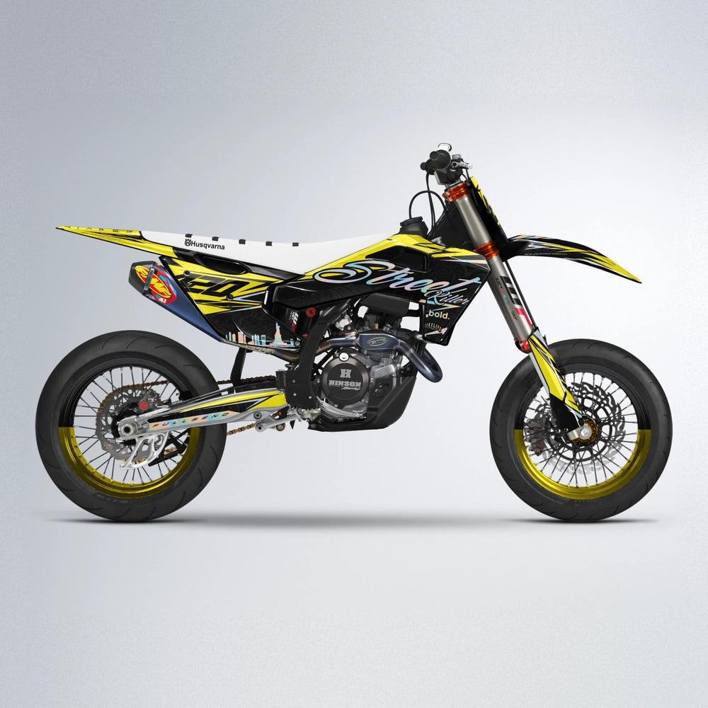 BLAZE Husqvarna FE/TE supermoto graphics kit in Yellow