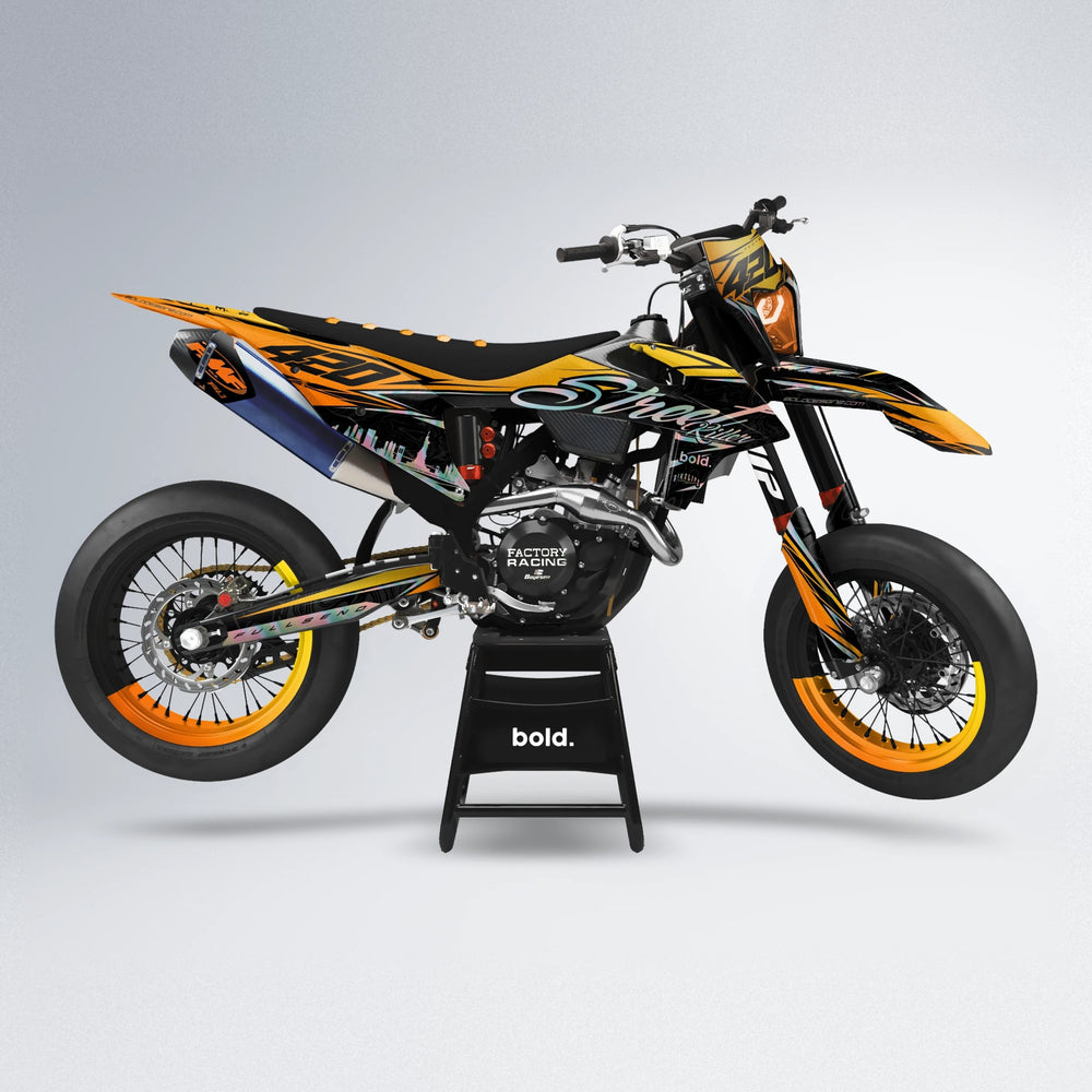 BLAZE supermoto graphics kit in Orange & Yellow