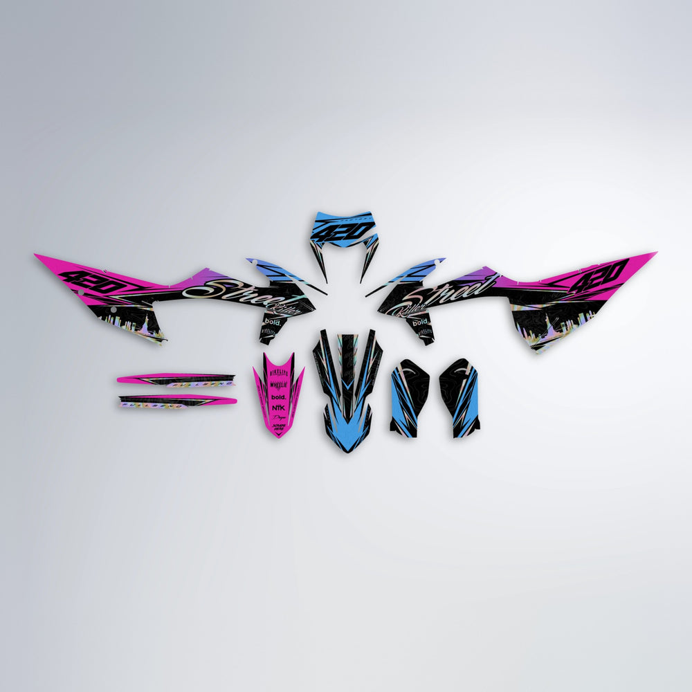BLAZE graphics kit parts layout in Pink & Light Blue