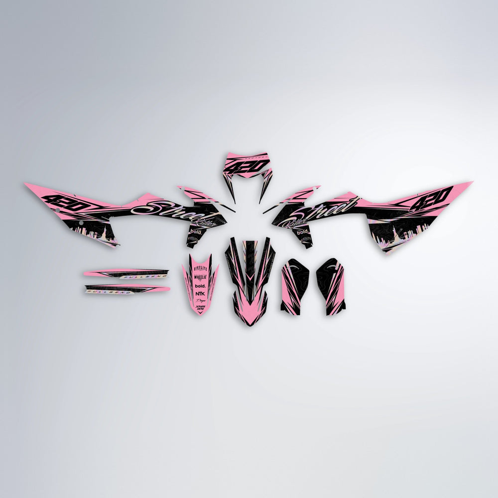 BLAZE graphics kit parts layout in Sakura Pink