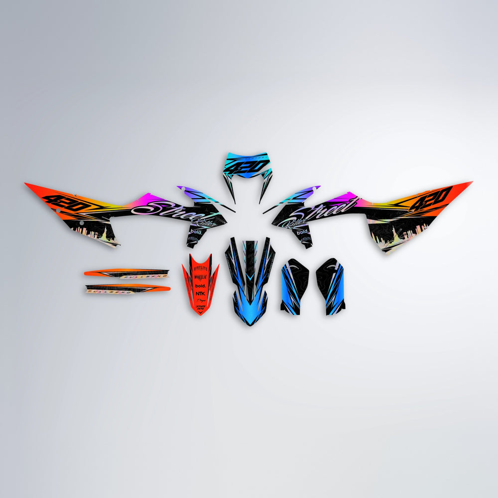 BLAZE graphics kit parts layout in Sunset Fade