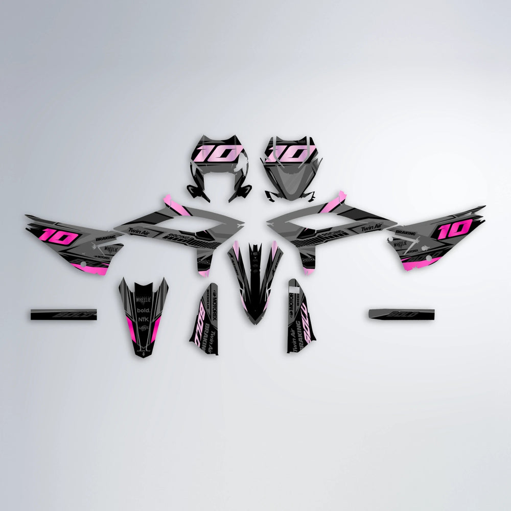 BRANDER Beta graphics kit parts layout in Flamingo