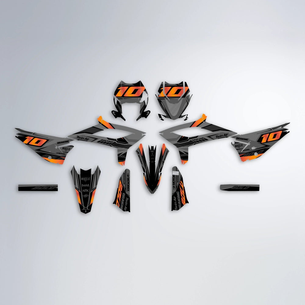 BRANDER Beta graphics kit parts layout in Orange