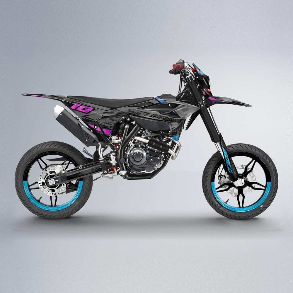 BRANDER Beta supermoto graphics kit in Pink & Light Blue