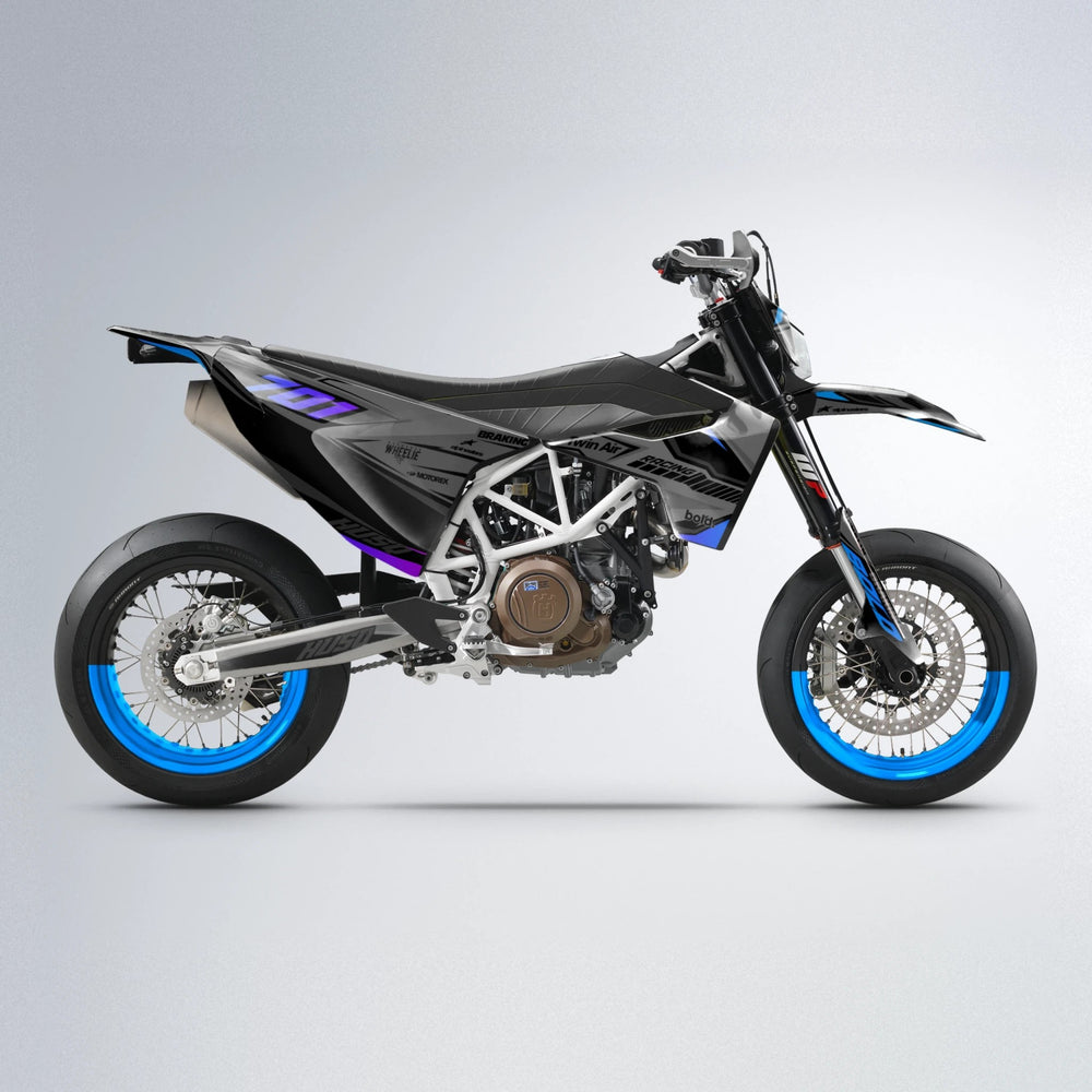 BRANDER Husqvarna 701 supermoto graphics kit in Blue Purple Fade