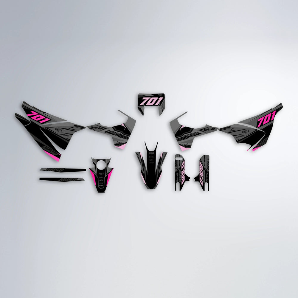 BRANDER Husqvarna 701 graphics kit parts layout in Flamingo