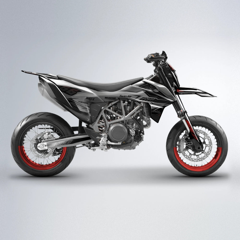 BRANDER KTM SMC 690 supermoto graphics kit in Black & Red