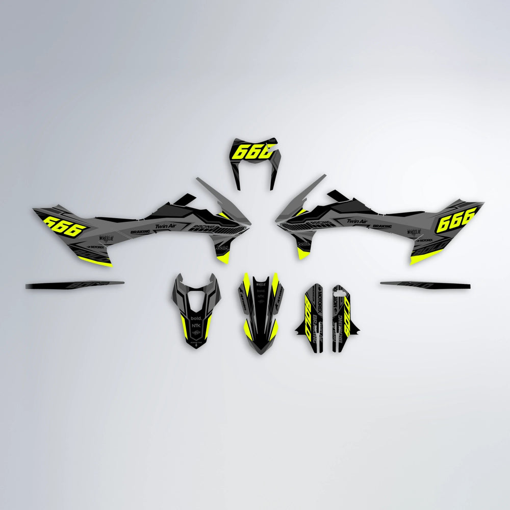 BRANDER KTM SMC 690 graphics kit parts layout in Custom Colour
