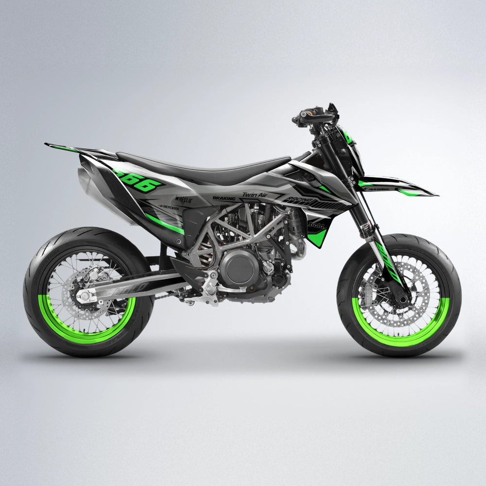BRANDER KTM SMC 690 supermoto graphics kit in Green