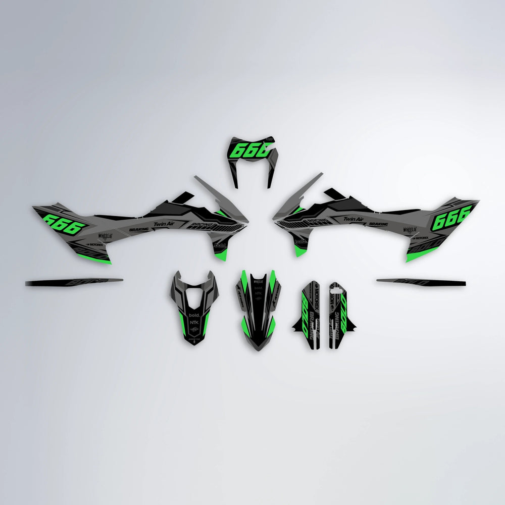 BRANDER KTM SMC 690 graphics kit parts layout in Green