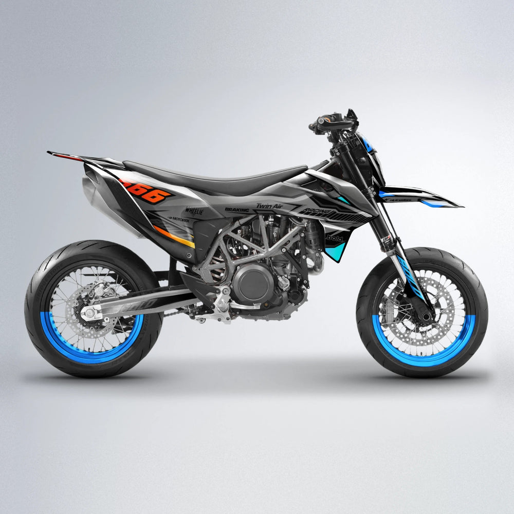 BRANDER KTM SMC 690 supermoto graphics kit in Sunset Fade