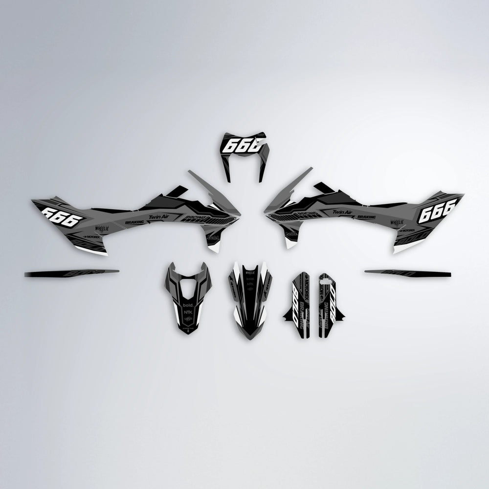BRANDER KTM SMC 690 graphics kit parts layout in White