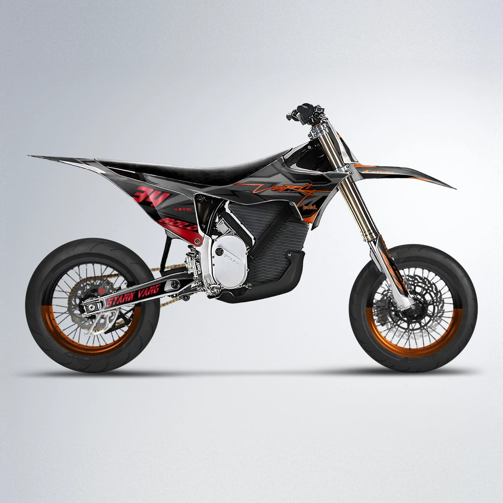 BRANDER Stark Varg SM supermoto graphics kit in Red & Orange