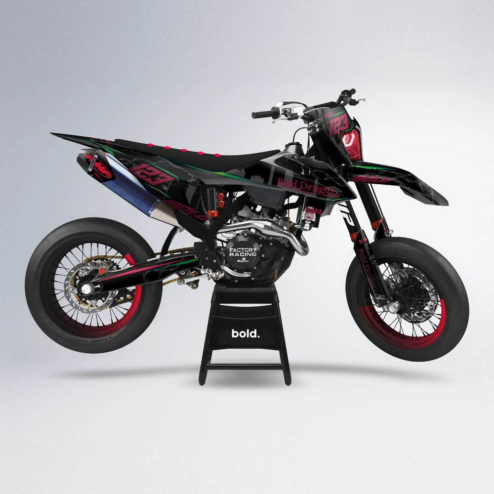CARLITO supermoto graphics kit in Black & Red
