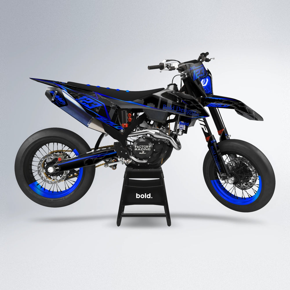 CARLITO supermoto graphics kit in Blue Chrome