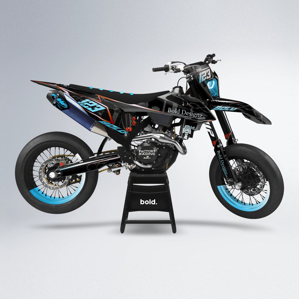 CARLITO supermoto graphics kit in Light Blue & White