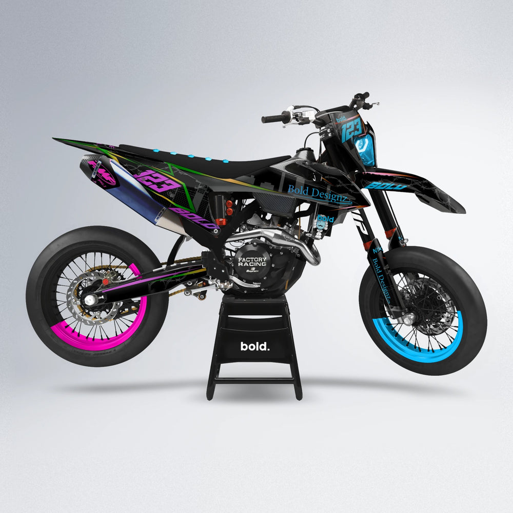 CARLITO supermoto graphics kit in Pink & Light Blue