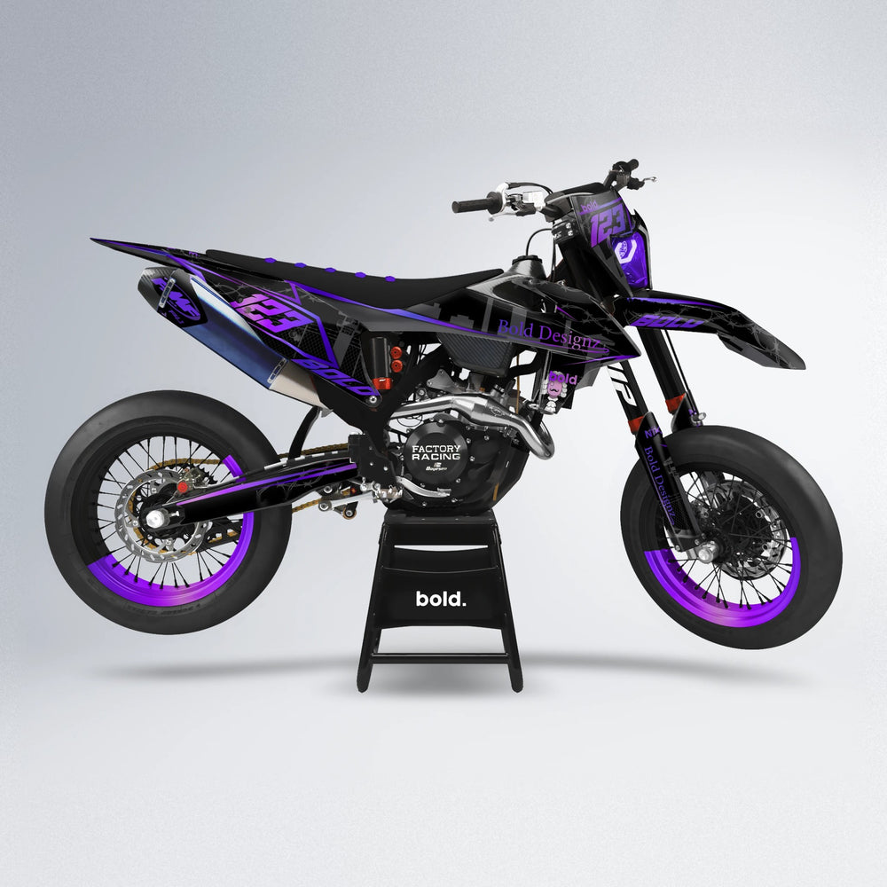 CARLITO supermoto graphics kit in Purple Chrome