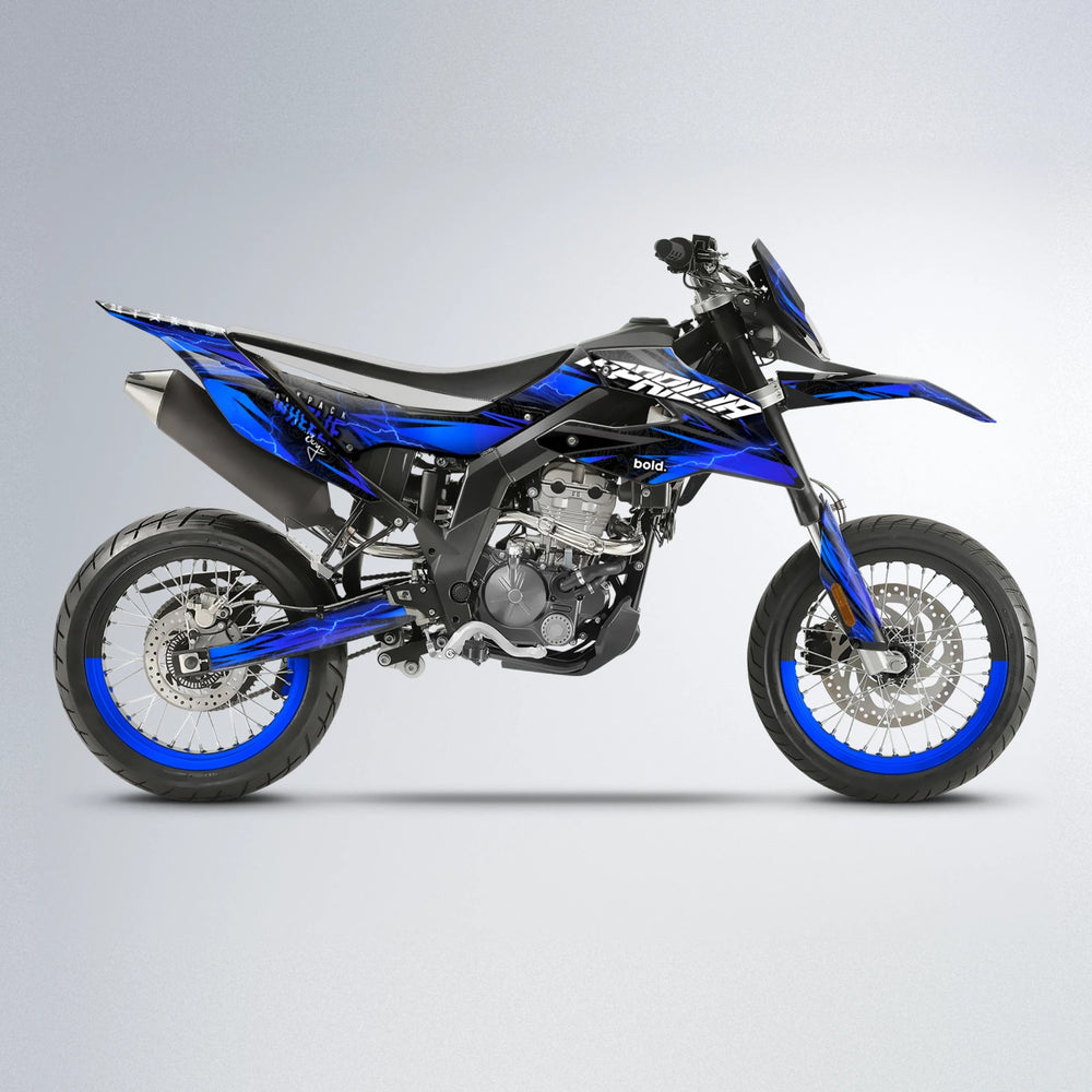 CAUTION Aprilia SX 125 supermoto graphics kit in Blue