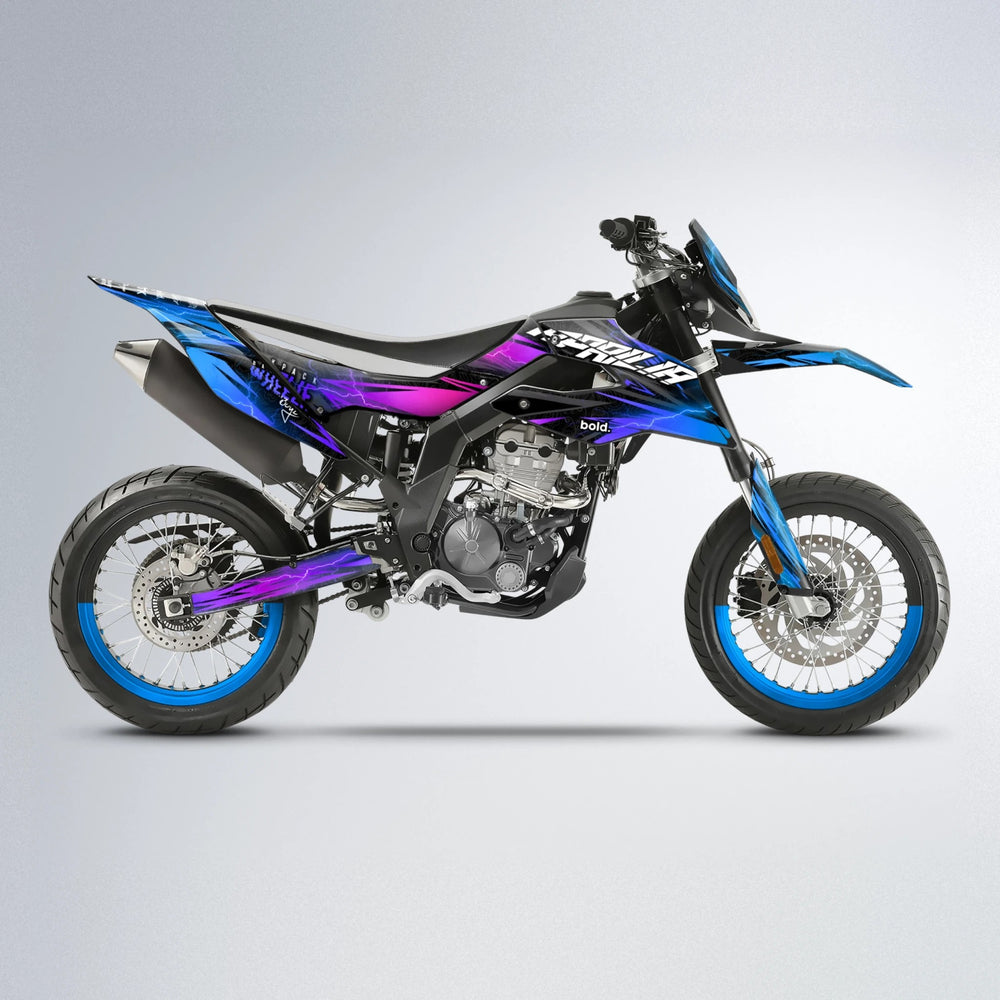 CAUTION Aprilia SX 125 supermoto graphics kit in Blue Purple Fade