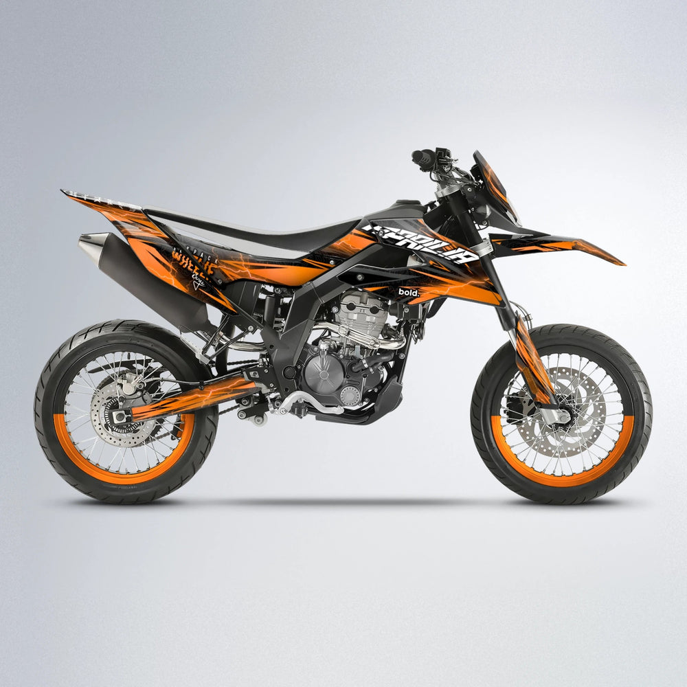 CAUTION Aprilia SX 125 supermoto graphics kit in Orange