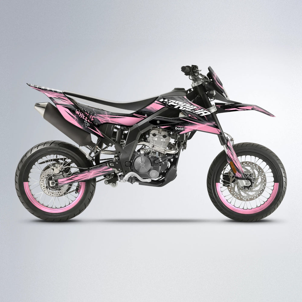 CAUTION Aprilia SX 125 supermoto graphics kit in Sakura Pink