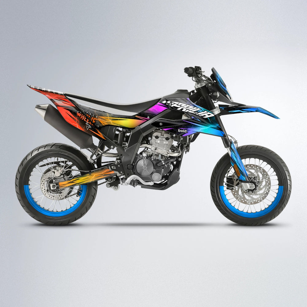CAUTION Aprilia SX 125 supermoto graphics kit in Sunset Fade