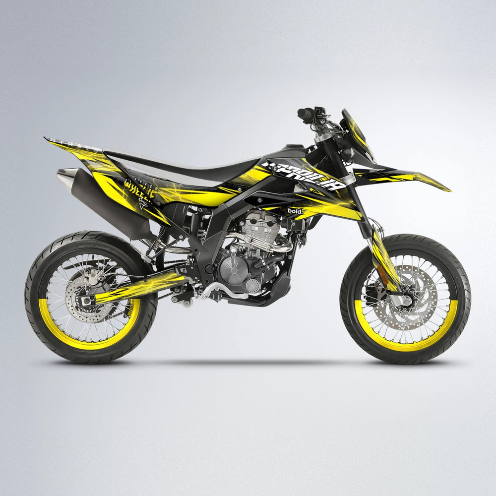 CAUTION Aprilia SX 125 supermoto graphics kit in Yellow