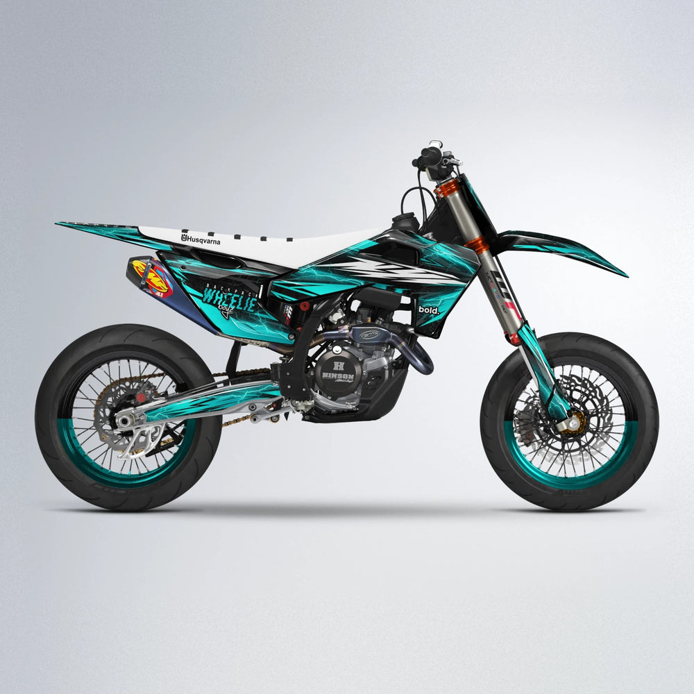 CAUTION Husqvarna FE/TE supermoto graphics kit in Custom Colour