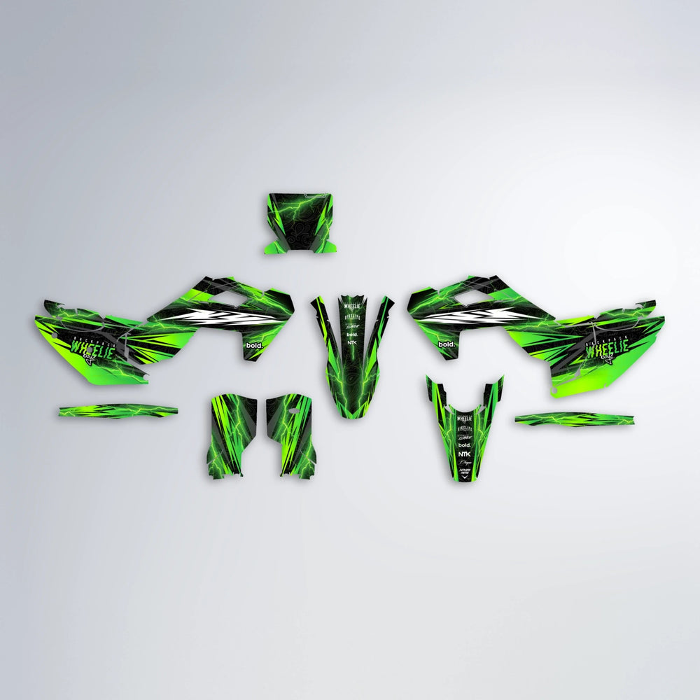 CAUTION Husqvarna FE/TE graphics kit parts layout in Green