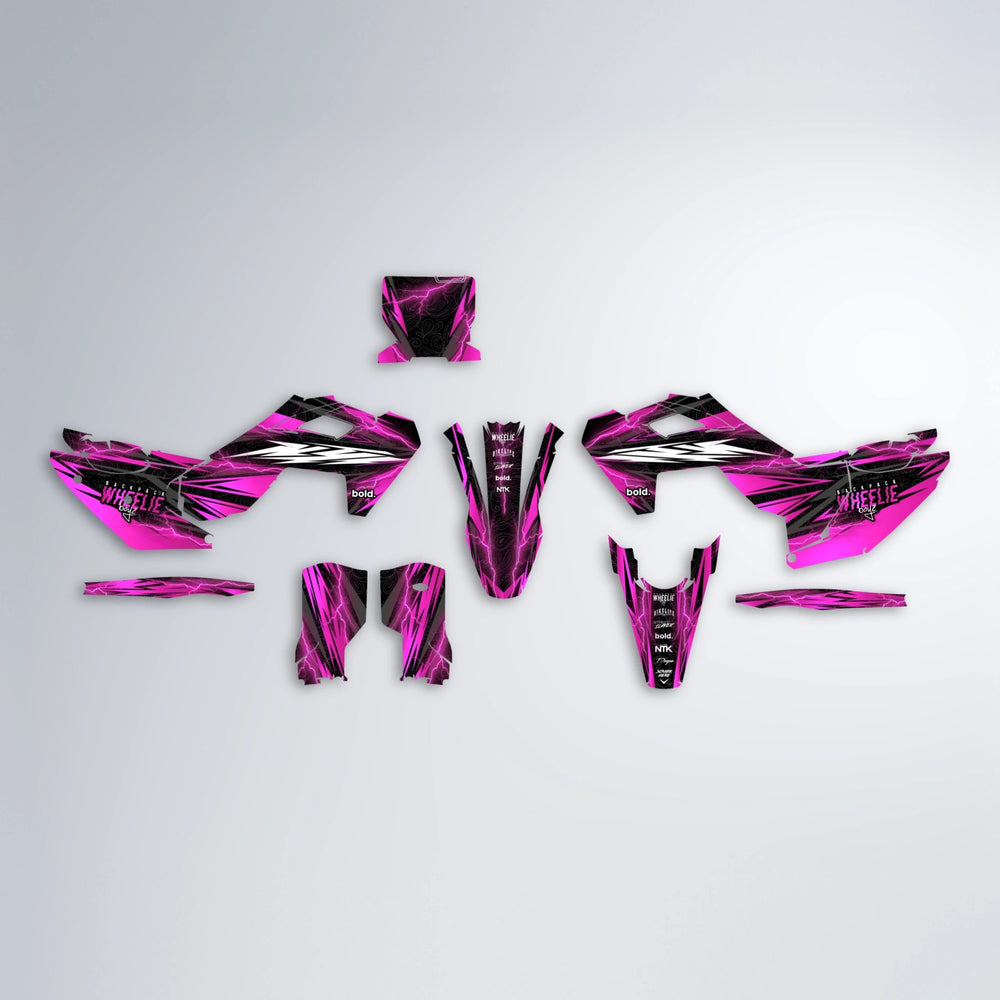 CAUTION Husqvarna FE/TE graphics kit parts layout in Pink