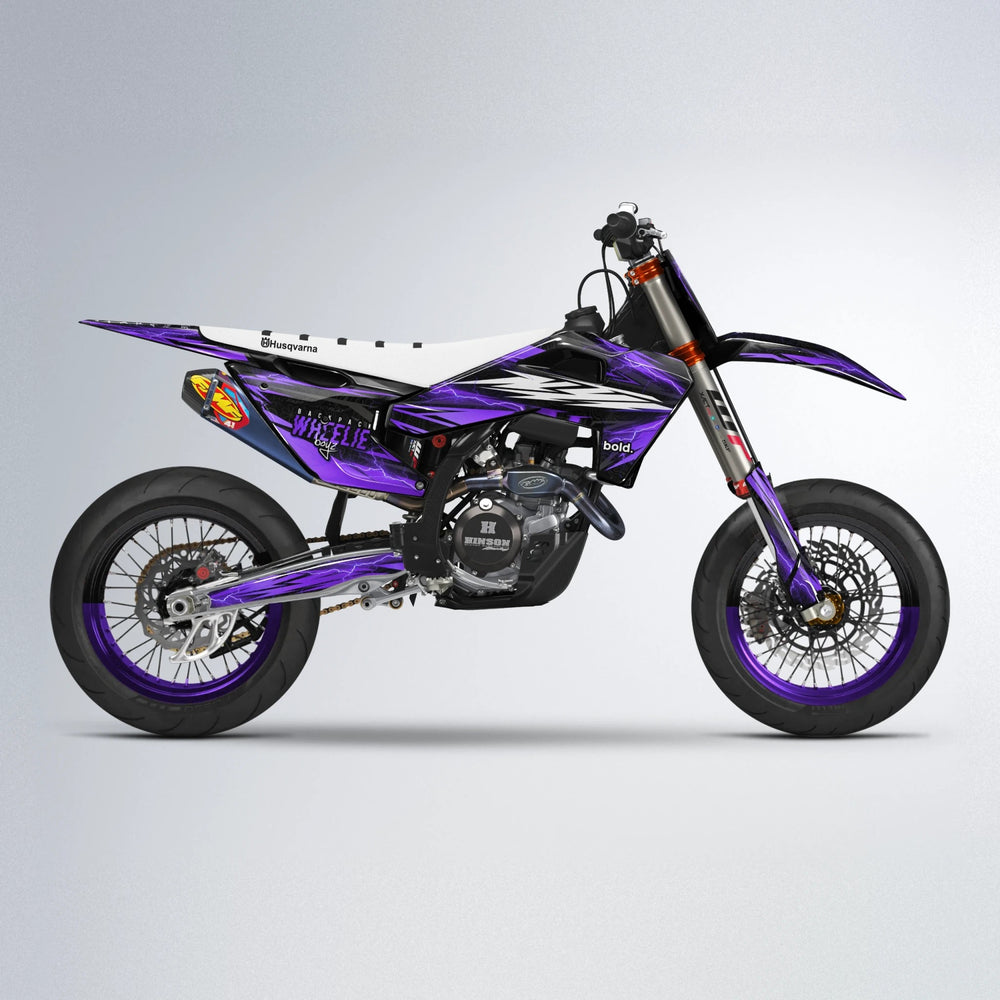 CAUTION Husqvarna FE/TE supermoto graphics kit in Purple