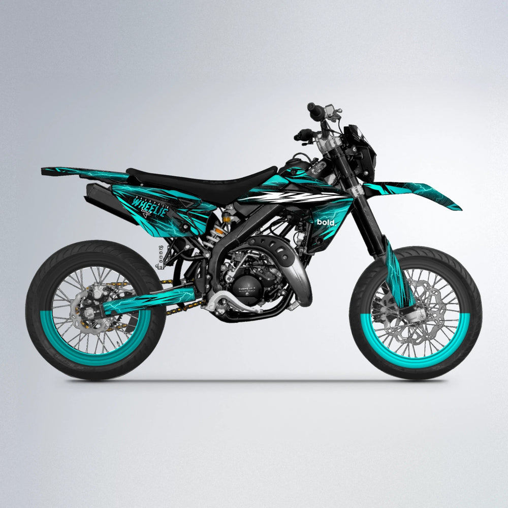 CAUTION Rieju MRT supermoto graphics kit in Custom Colour