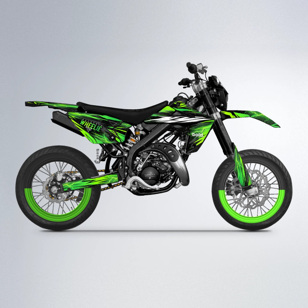 CAUTION Rieju MRT supermoto graphics kit in Green