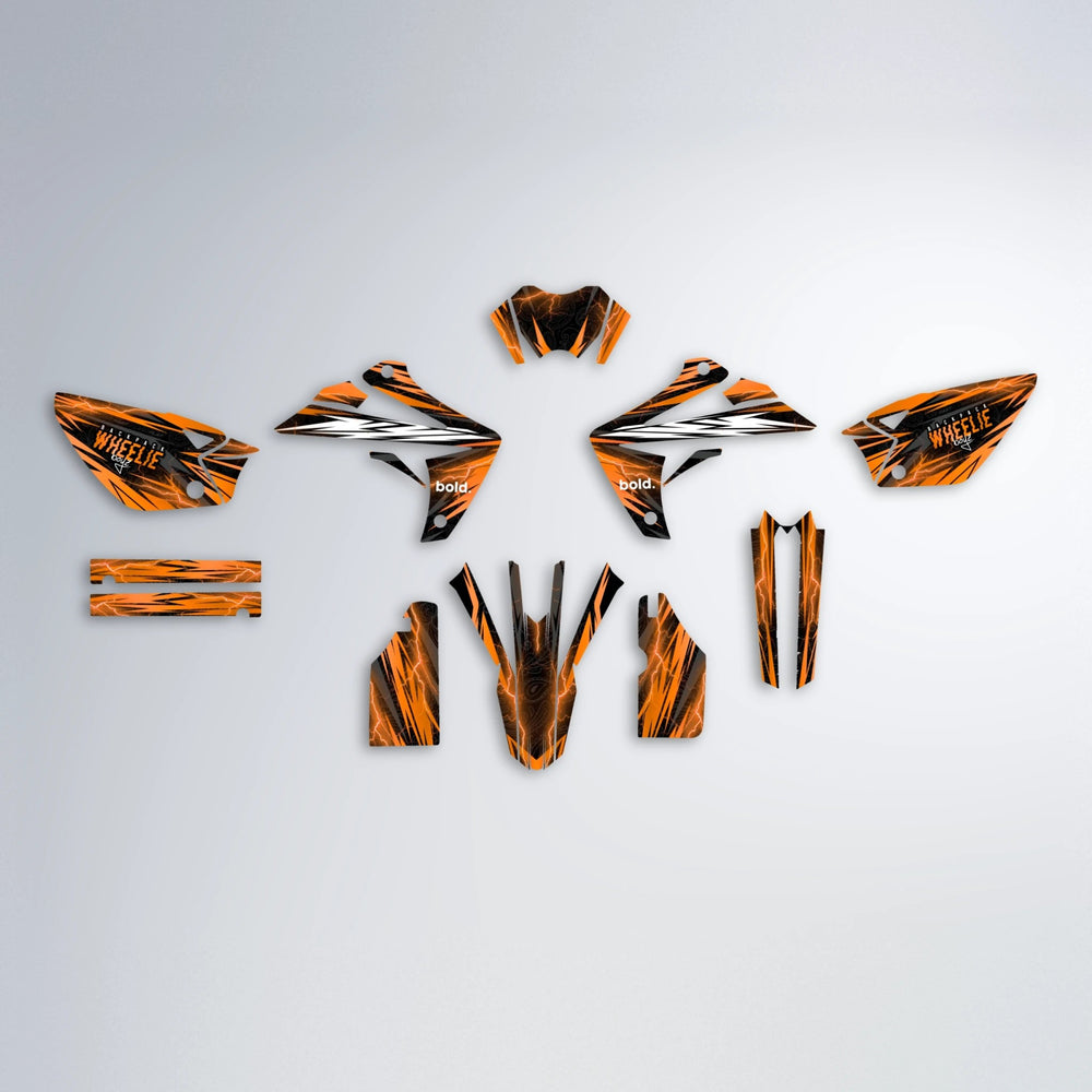 CAUTION Rieju MRT graphics kit parts layout in Orange