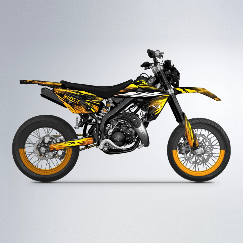 CAUTION Rieju MRT supermoto graphics kit in Orange & Yellow